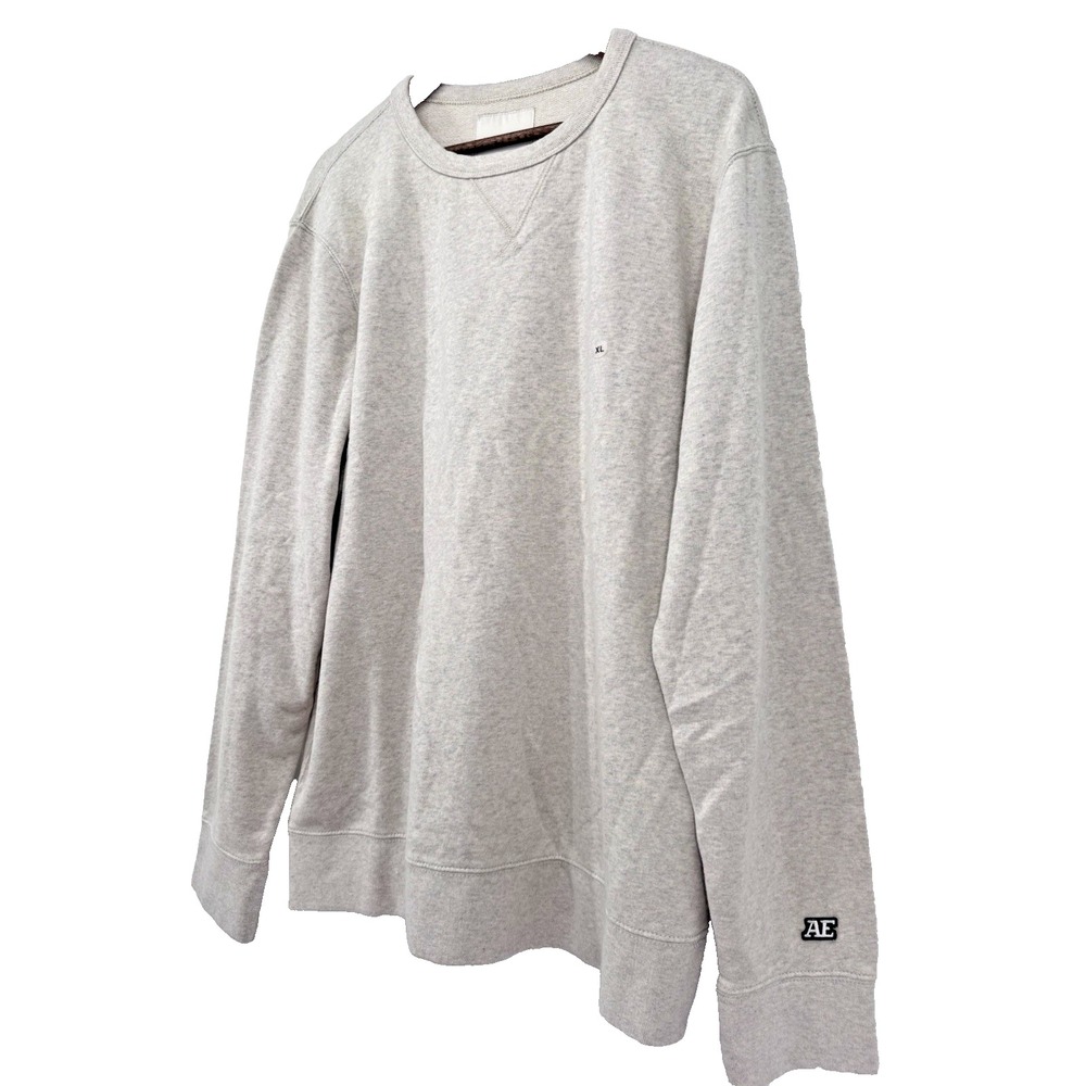 American Eagle Men's Heather beige Crewneck Sweatshirt Pullover Logo Casual New